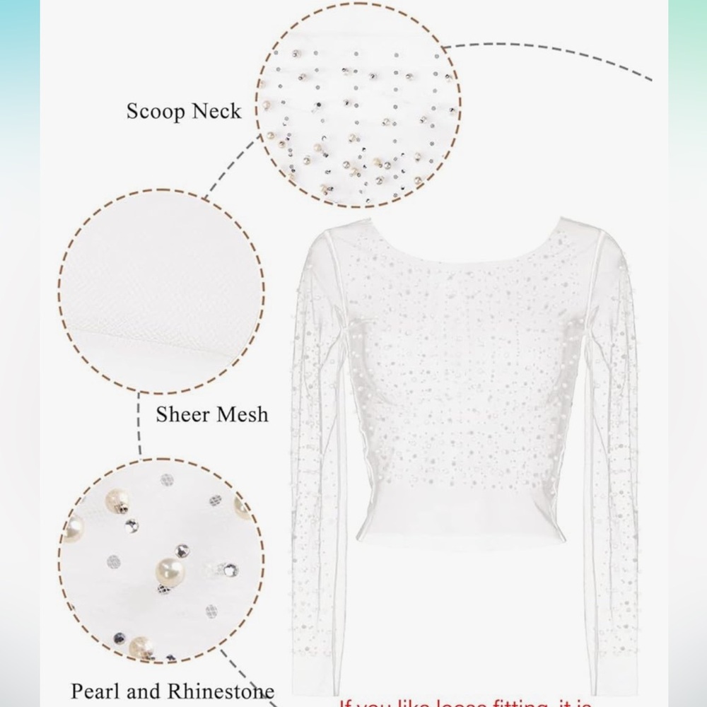 Pearl Rhinestone Crop Top - Picture 3 of 3